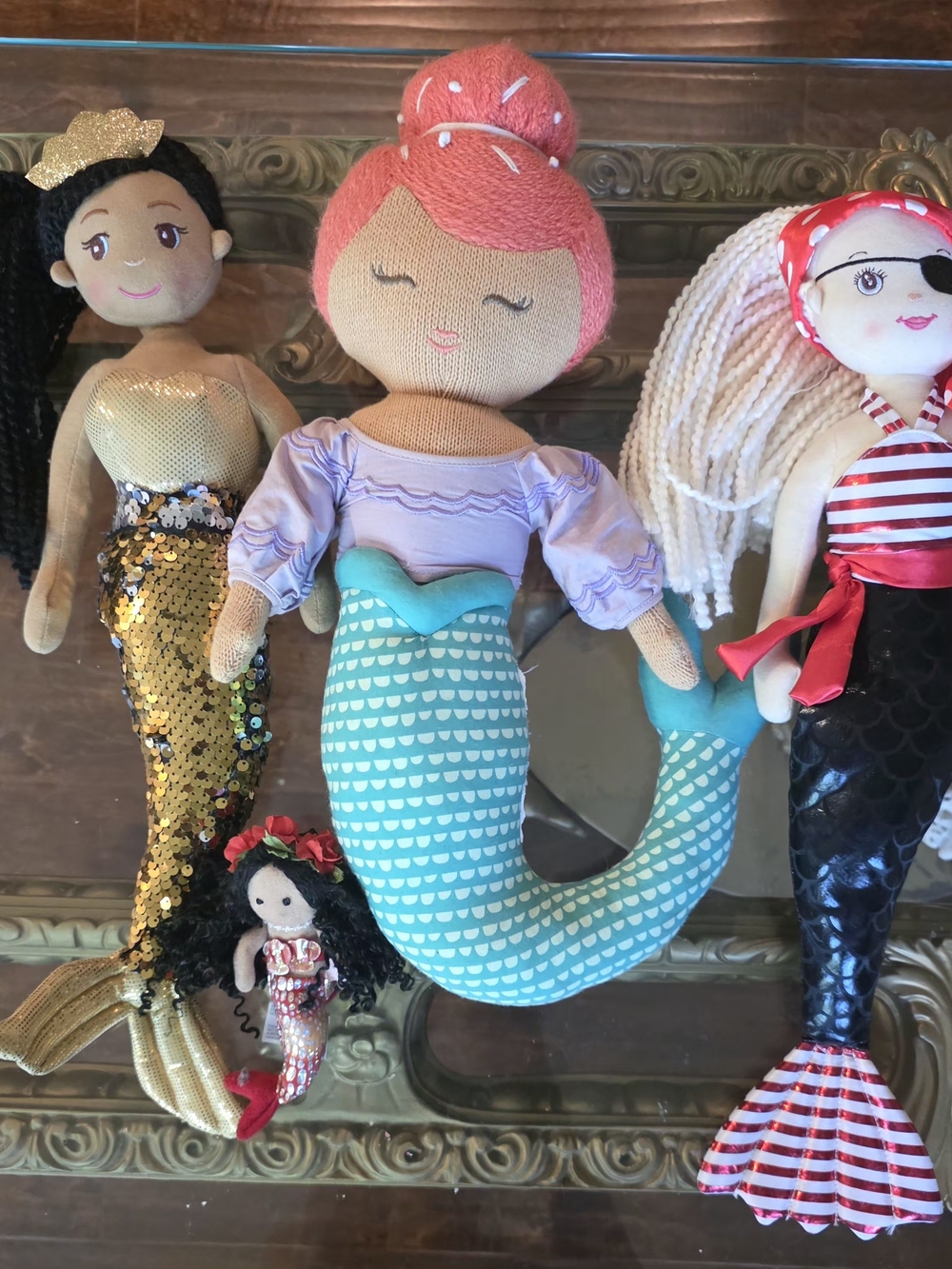 Set of 4 Mermaid Plush Dolls - Sequin, Pirate & Mud Pie Style